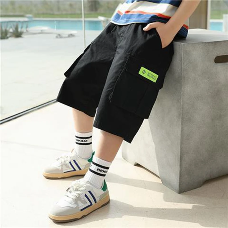 Boys Cargo Shorts Summer Short Sport Cotton Sweatpants Boys Knee Length Pants Size Hot Pants Kids Clothes 6 8 10 12 13 14 Year