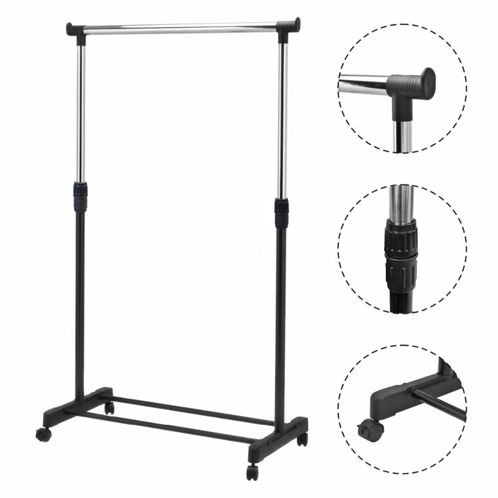 Cintre à roulettes réglable pour vêtements, porte-manteau T1, armoire de rangement, supports de séchage de vêtements avec chaussures, W0498, nouveau