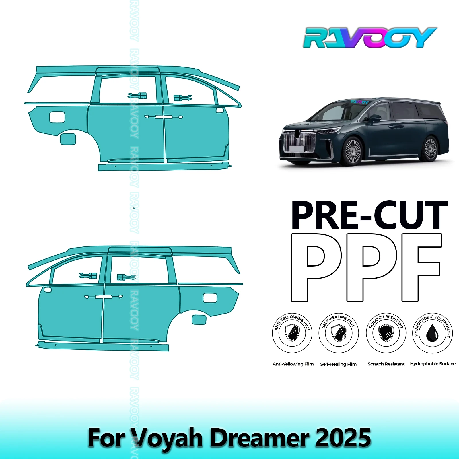 

For Voyah Dreamer 2025 8.5mil Clear Matte Pre-Cut PPF Door & A/B Pillar Kit TPU Paint Protection Film Set