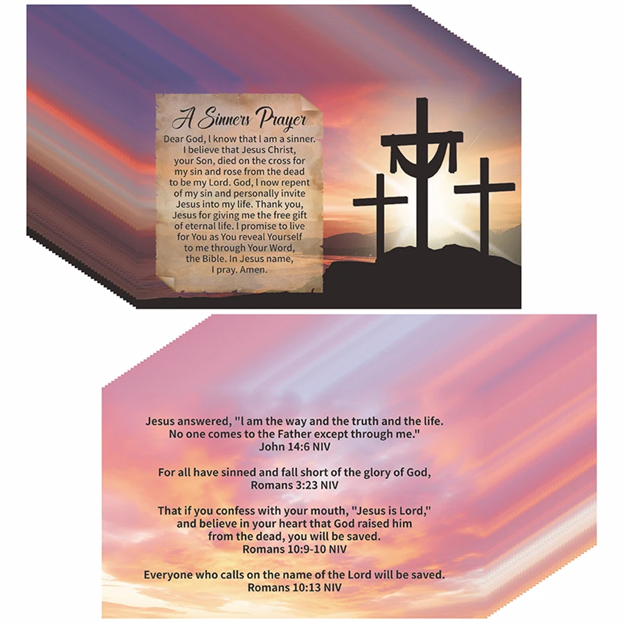 100 Stück Evangeliumskarten, Sinner's Prayer Bibelvers-Karten doppelseitig, christliche Glaubens-Taschenkarten zum Teilen – Detail 1
