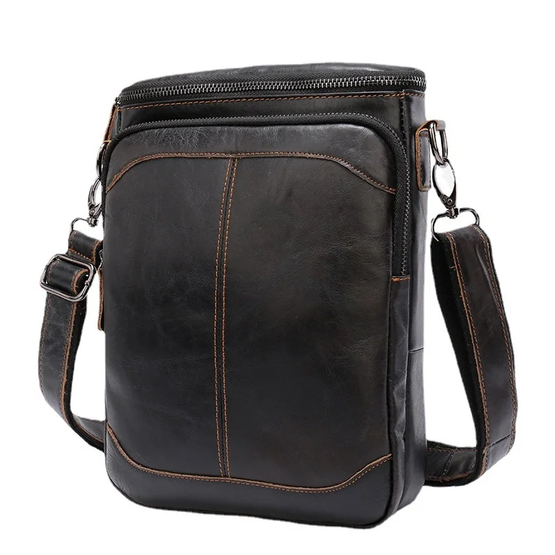 Vintage Genuine Leather Men\'s Crossbody Bag Fashion Cowhide Male Shoulder Bag Business FileMessenger Bag