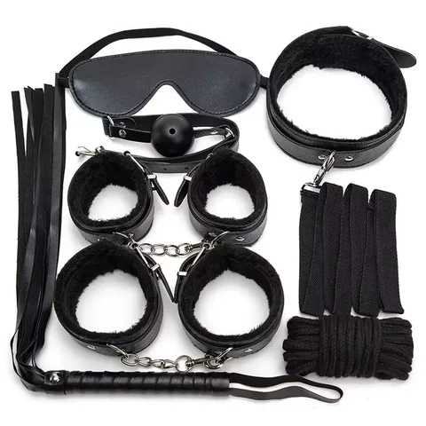Erotic Bdsm Set sexxy Leather Plush sexx Toys Bondage Kit Handcuffs Feather Blindfold Flirt Exotic Accessories Couples Adult Games