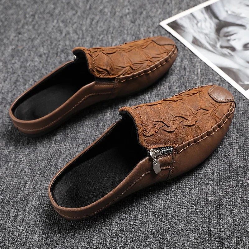 2024 Men Half Shoes Classic Lightweight Outdoor Flat Slippers Summer Fashion Simple Slip on Loafers New Trend Man Half Slippers