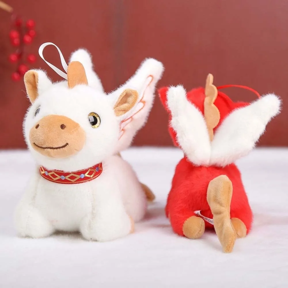 Grappig schattig Chinees dierenriem paard borduurwerk met vleugels paard jaar mascotte sleutelhanger zegen zacht gelukspaard hanger kinderen