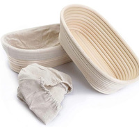 Rattan Bread Proofing Basket Set Natural Sourdough Fermentation Banneton Kit with Linen Liner for Home Baking Artisan Bread