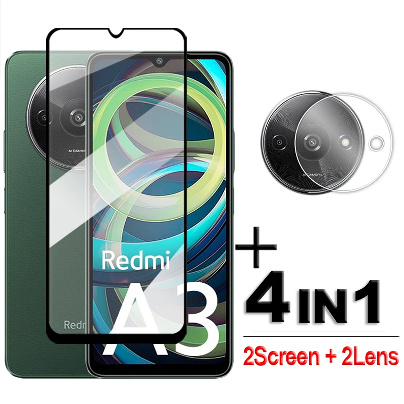 

4in1 For Xiaomi Redmi A3 Glass For Redmi A1 A2 Plus A1 A2 A3 Tempered Glass 2.5D Full Cover Screen Protector For Redmi A3 Film