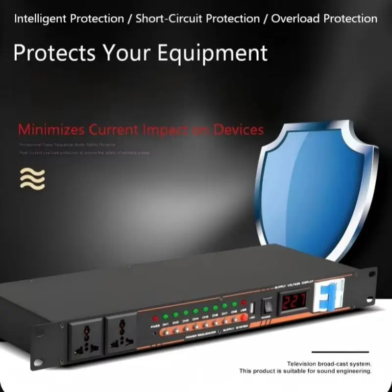 Picture 4: Professional 10-Channel Multifunctional Power Sequencer With Screen Smart Sequence Manager for Stage Amplifiers Audio Systems