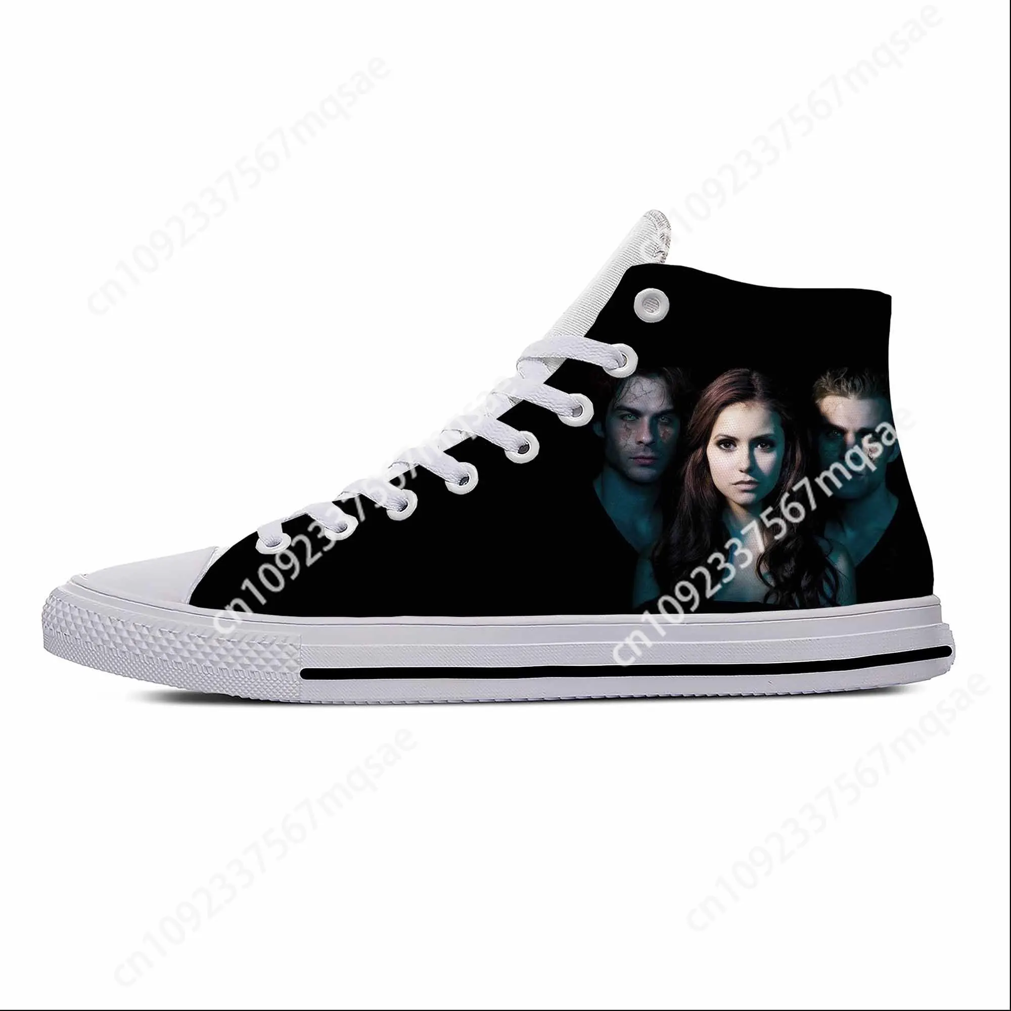 Anime Cartoon The Vampire Diaries Damon Salvatore Casual Cloth Shoes High Top Lightweight Breathable 3D Print Men Women Sneakers