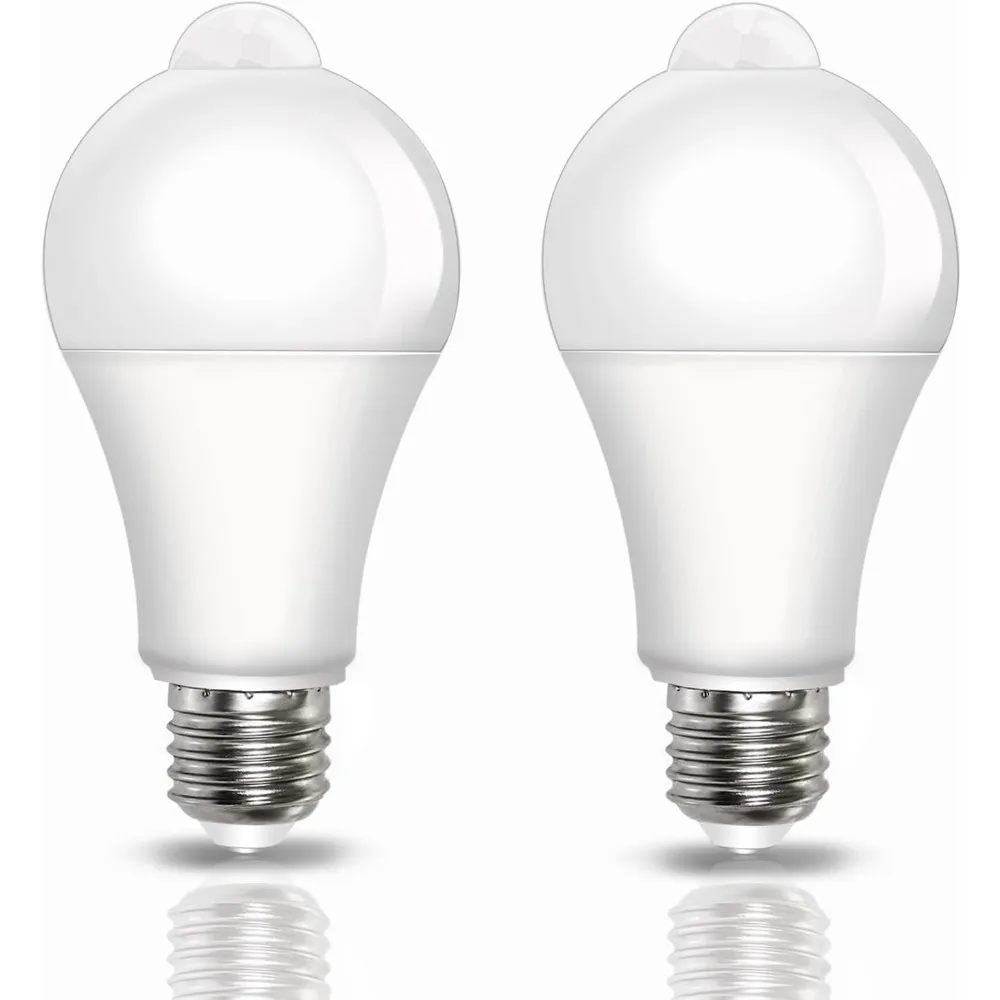 Motion Sensor LED Bulbs E27 PIR Lamp 7W Cool White 6500K LED Light Bulb Auto On/Off for Front Door, Garage, Stairs, Hallway