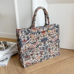 Borsa Tote di grande capacità borse firmate di lusso per le donne 2022 borsa a tracolla in tela con ricamo Jacquard di marca grandi borse Shopper