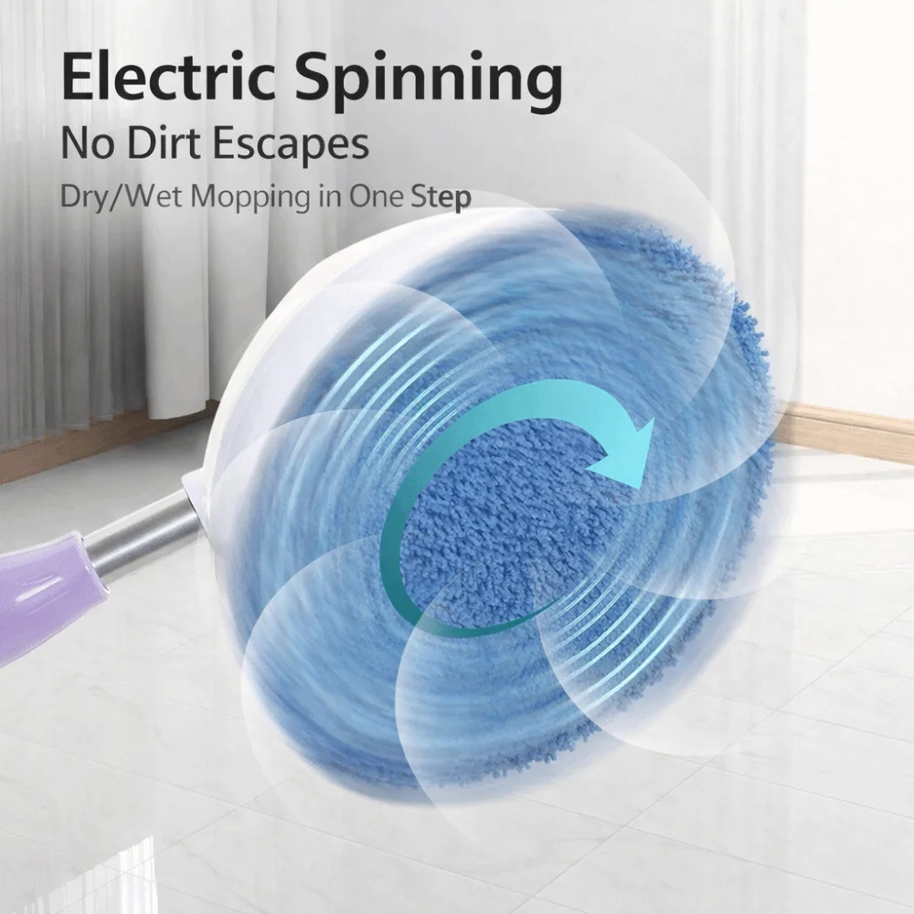 Wireless Electric Mop Cleaning Machine Automatic 2 in 1 Spin Floor Cleaning Tool Dry and Wet Window Dust Scrubber