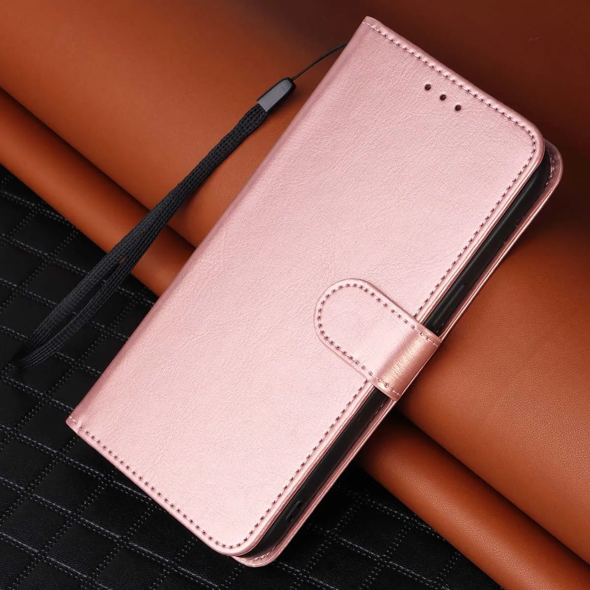 Faux Leather Phone Case for Samsung Galaxy A56 A55 A54 A52 A36 A25 A24 A14 Multifunctional Magnetic Cover With Holder Lanyard