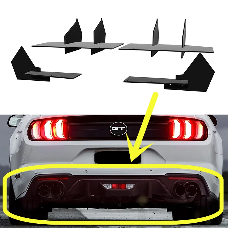 Use For Ford Mustang GT 2018--2023 Year Rear Diffuser Bumper Lips Spoiler Splitter Body Kit Accessories