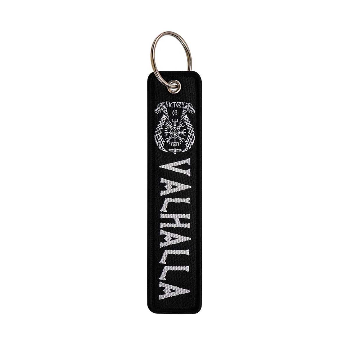 1pcs Embroidered Keychain Black Key Tag Norse Mythology Key Ring for Motorcycle & Backpack Fans Gift Amulet Male Jewelry