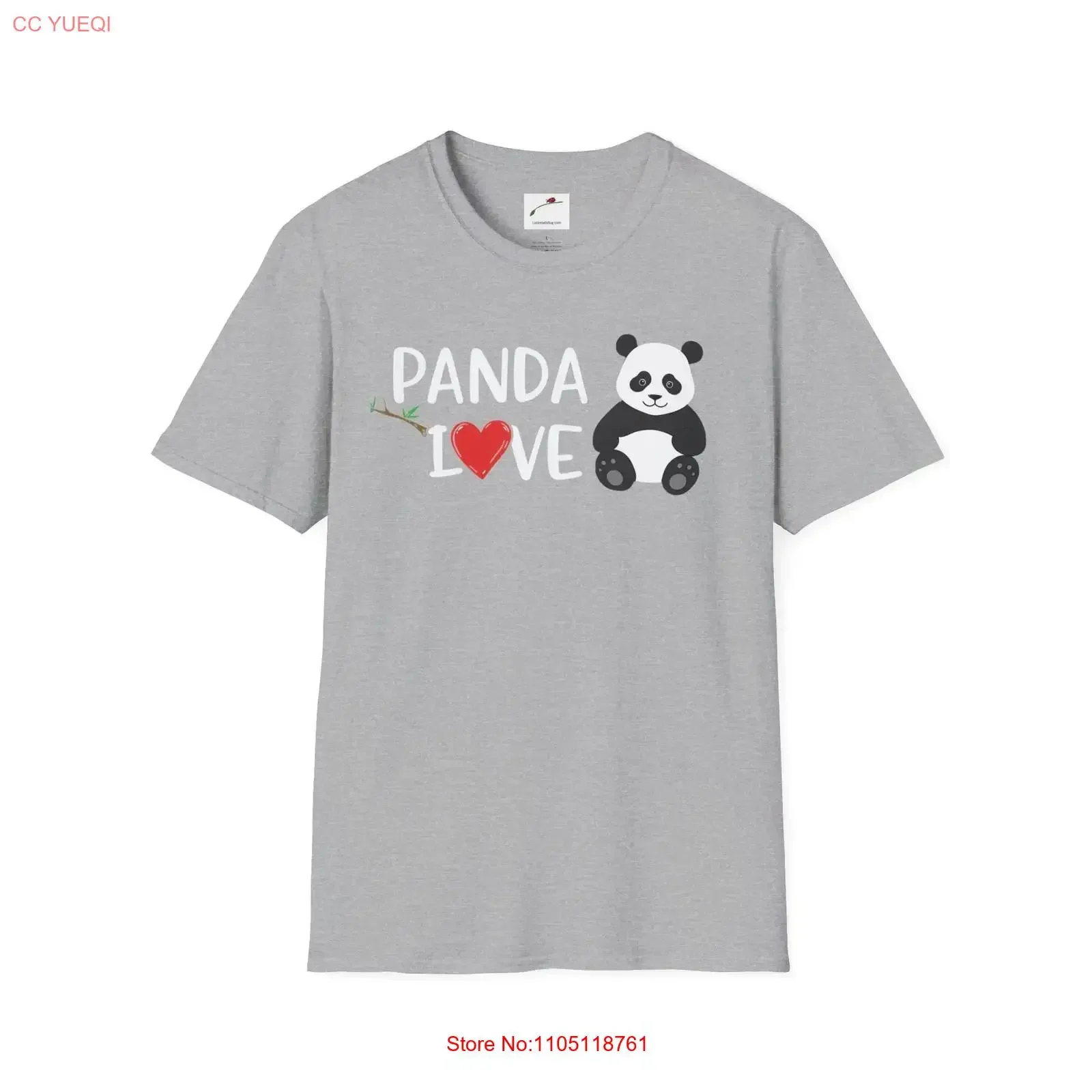 'Panda Love' Text Inspirational Stylish Apparel Softstyle T Shirt vintage Washed Stretched streetwear Soft graphic