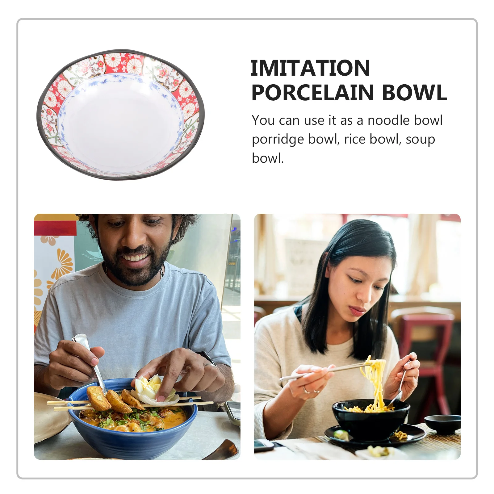 

Large Ramen Bowl Noodles Soup Salad Serving Container Elegant Decorative Multipurpose Kitchen Gadget Food Storage