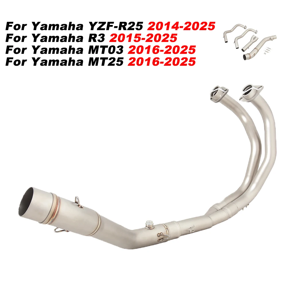 

Motorcycle Exhaust Full System Stainless Steel Front Link Pipe Muffler For Yamaha R25 2014-2025 R3 2015-2025 MT03 MT25 2016-2025