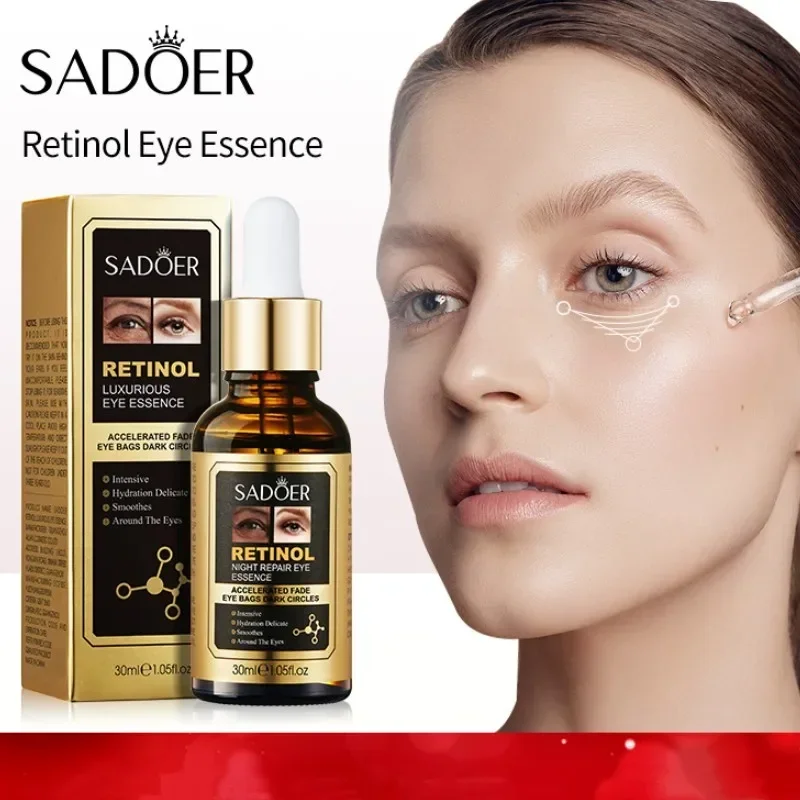 

SADOER Retinol Eye Serum Anti Puffiness Repair Essence Remove Dark Circle Eye Bag Wrinkle Moisturizing Woman Beauty Skin Care