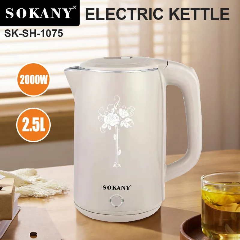 Electric Kettle 2.5 Liter Hot Water Boiler , 2000 Watt BPA-Free Portable Tea Maker Fast Heating Element, Brew Coffee & Beverage