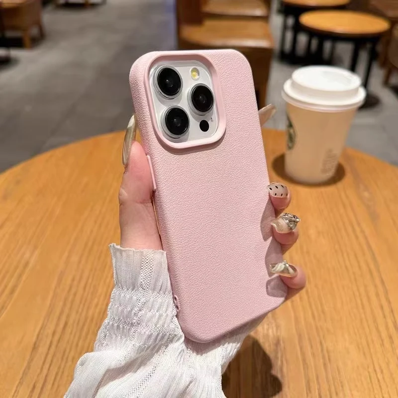 Luxury Lichee Pattern Soft Phone Case For Samsung S26 Ultra A57 A37 A56 S25 A55 S23 A36 A35 Candy Color Matte Shockproof Cover