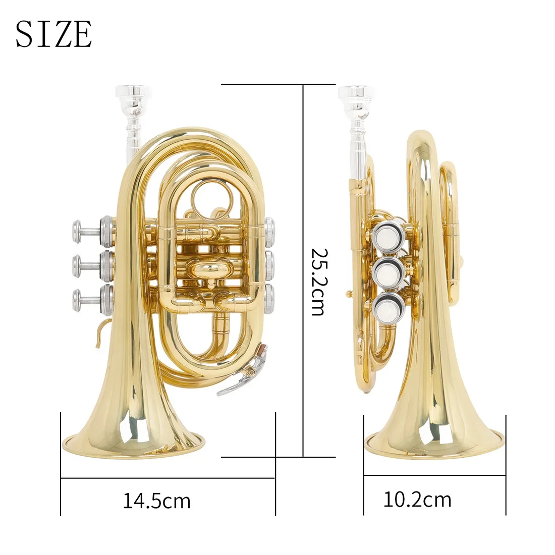 Shuffle SHF512 جيب صغير البوق Bb لحن النحاس الجسم البوق الأدوات النحاسية مع حافظة قفاز المعبرة أجزاء وملحقاتها