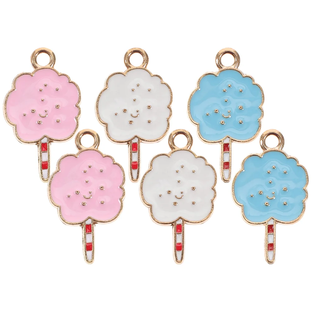 6 Pcs Unique Candy Pendant Marshmallow Jewelry Charm Lollipop Necklace Pearl Beads