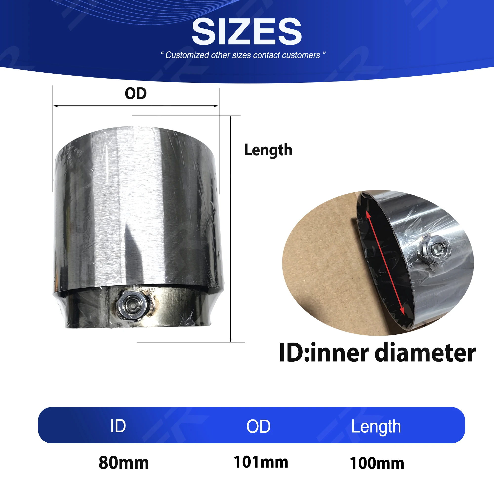 4 PCS Silver Stainless Steel Exhaust Tips Inner 80mm Outlet 101mm Diameter Muffler For BMW G80 G82 G83 G87 Nozzle Modified