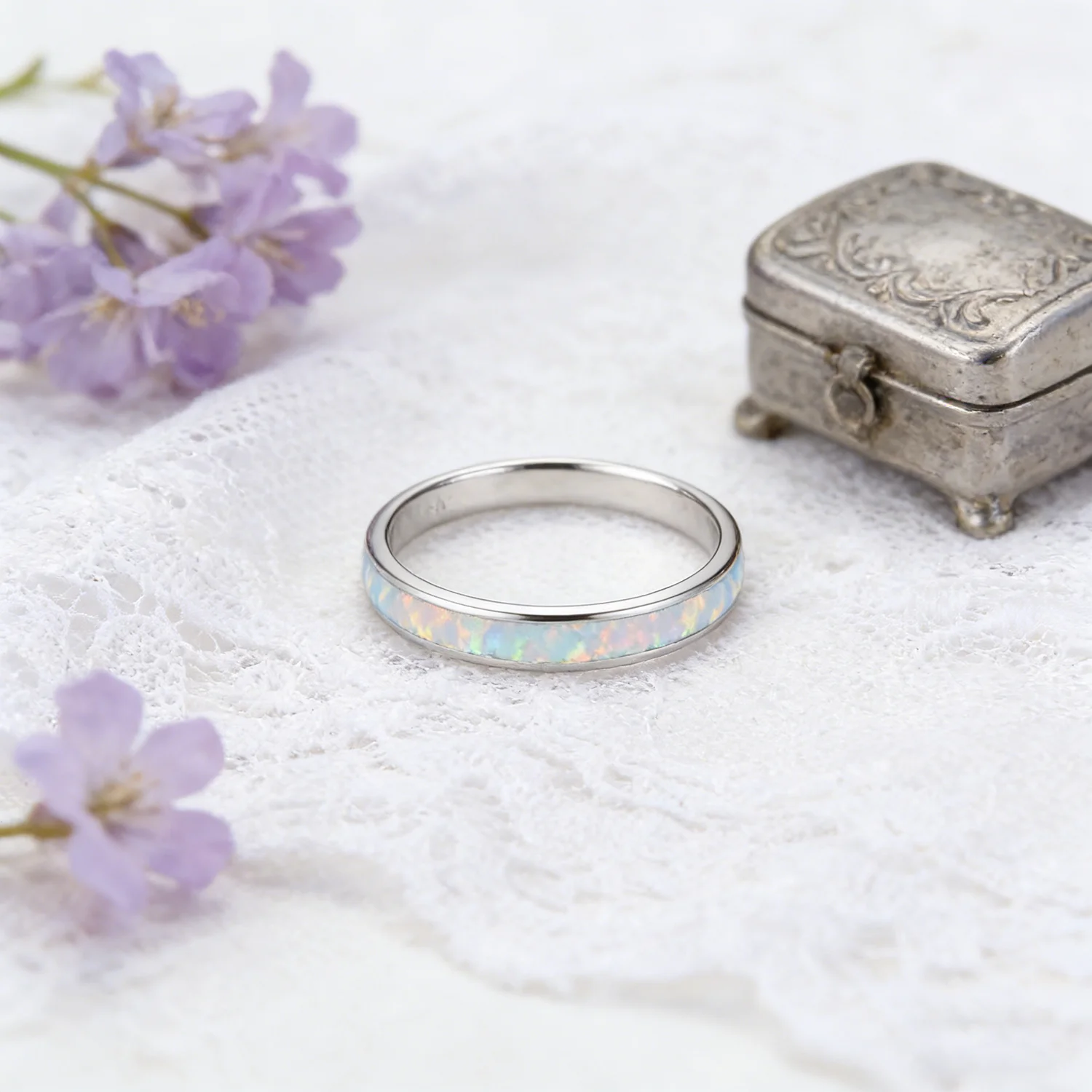 Fantastic White Opal Finger Rings for Women & Man Wedding Anniversary Jewelry Fancy Classic Minimalist Ring Gift for Girlfried
