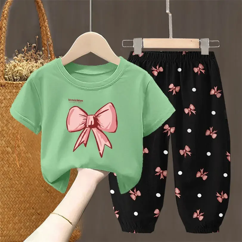 Summer Sets Children\'s Clothing Girls Kids Toddler Clothes Cute Fashion T-shirt Top Pants 2PCS Baby Girl Clothes