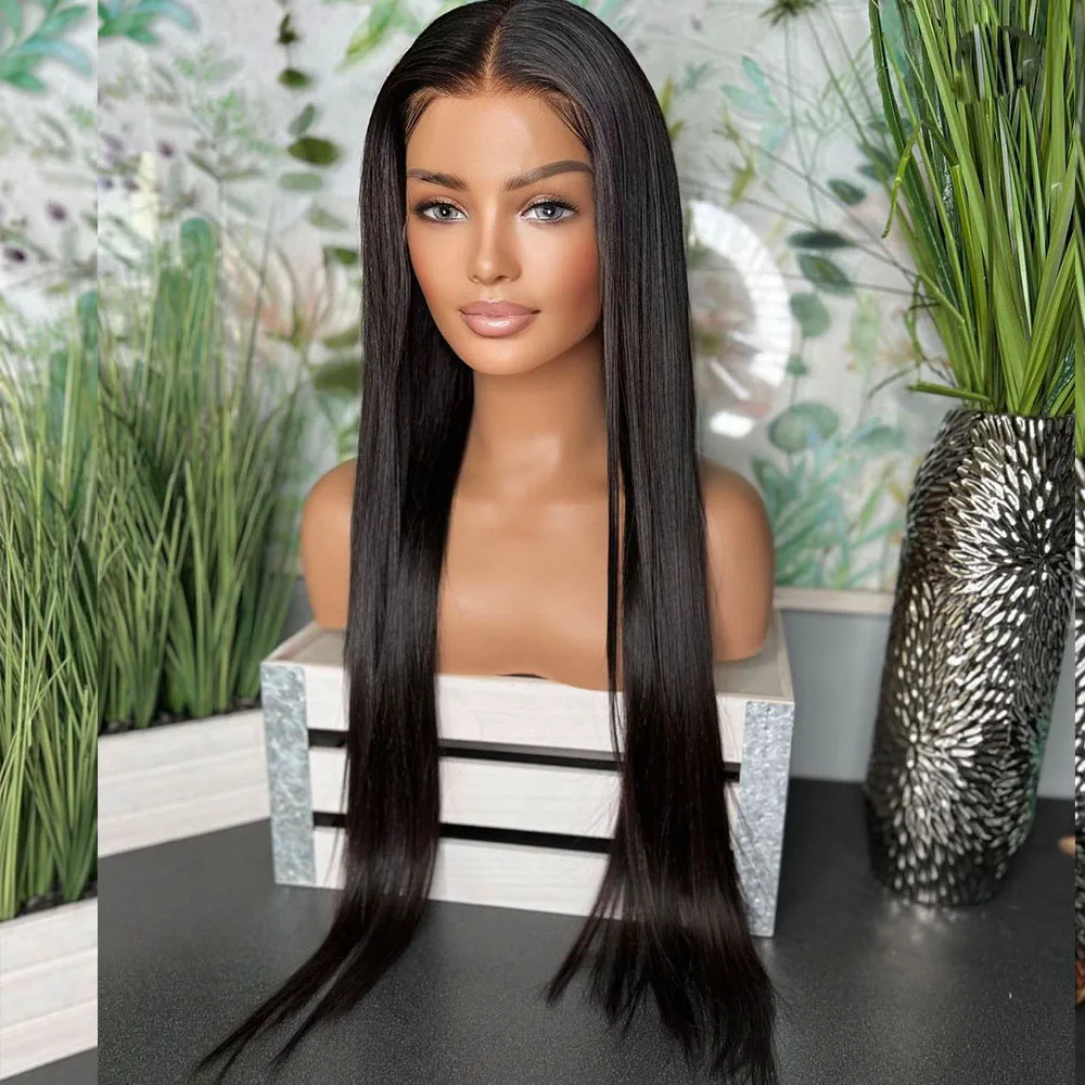 Black Bone Silky Straight Glueless 5x5 THD Lace Closure Full Lace Wig Human Hair Wigs Pre plucked with Baby Hair 360 Frontal Wig