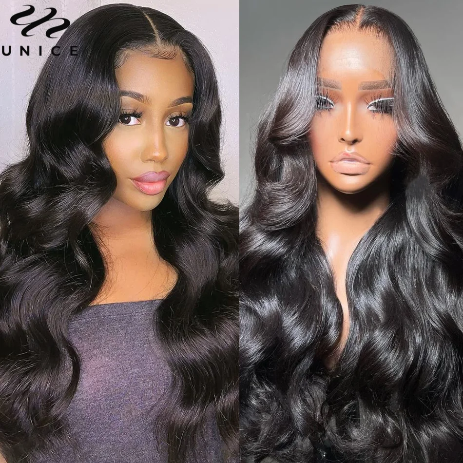 UNice Hair Body Wave 4x4 Lace Closure Wig Natural Color Human Hair 13x4 Lace Frontal Wig Ship From US Free Fast Shipping