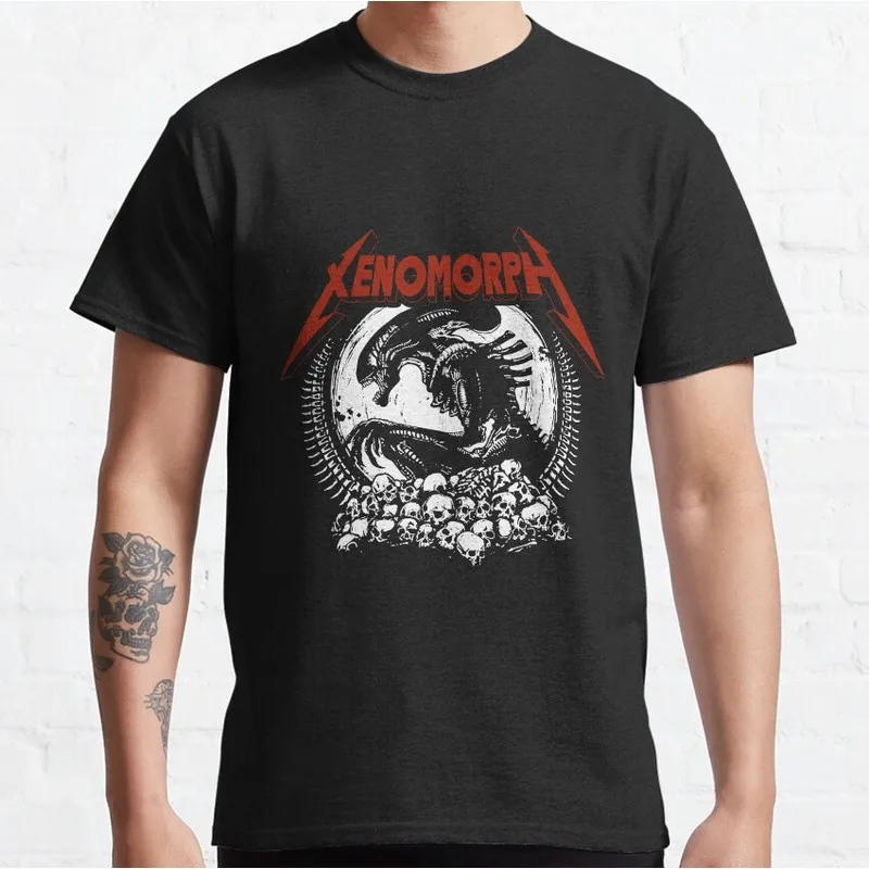 Alien Metal Movie Graphic T‑Shirt Vintage Sci‑Fi Horror Xenomorph Print Tee Unisex Short Sleeve Casual Streetwear S-6XL