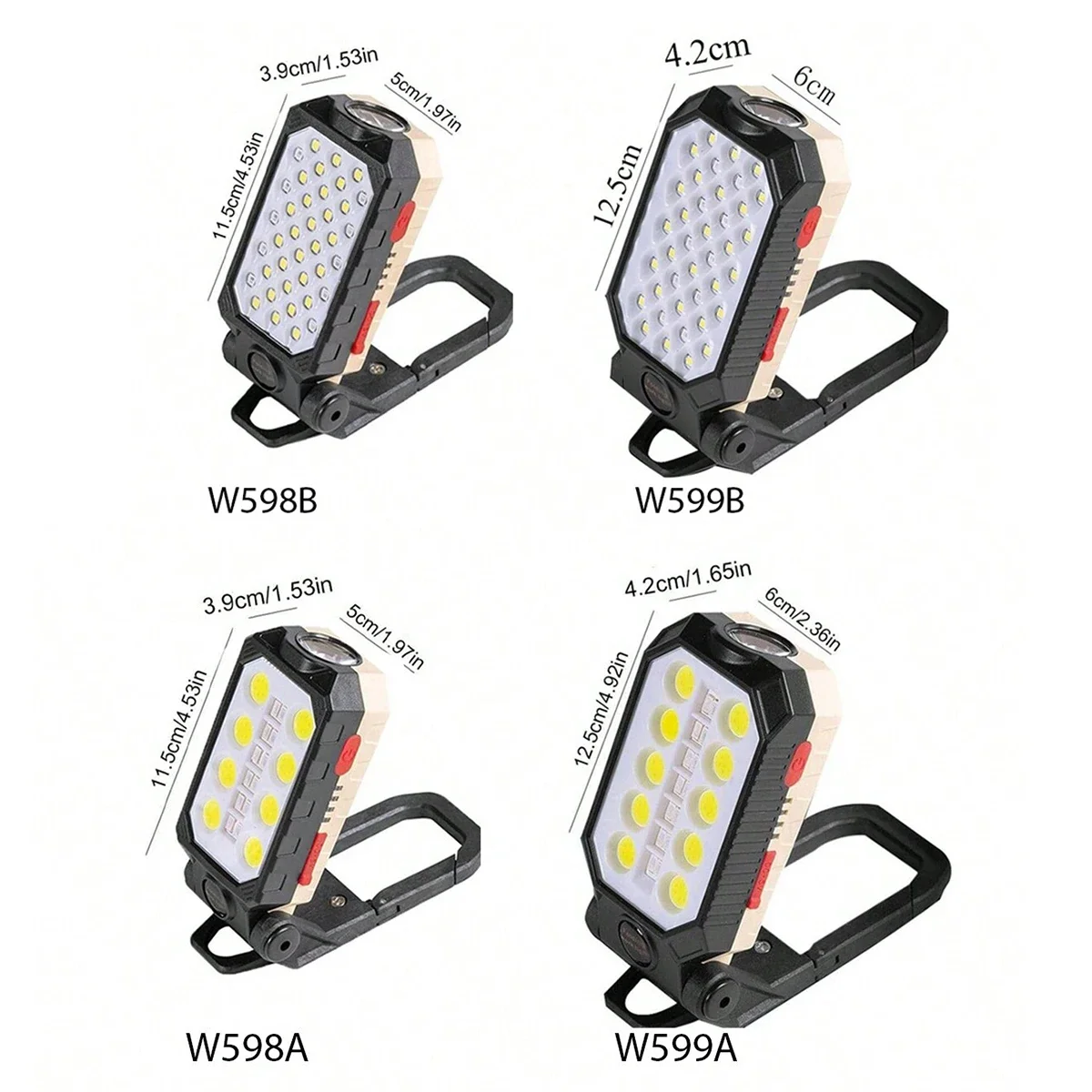 COB Work Light USB Rechargeable LED Flashlight Portable Magnetic Lantern Camping Light Type-C Power Bank Function Lamp