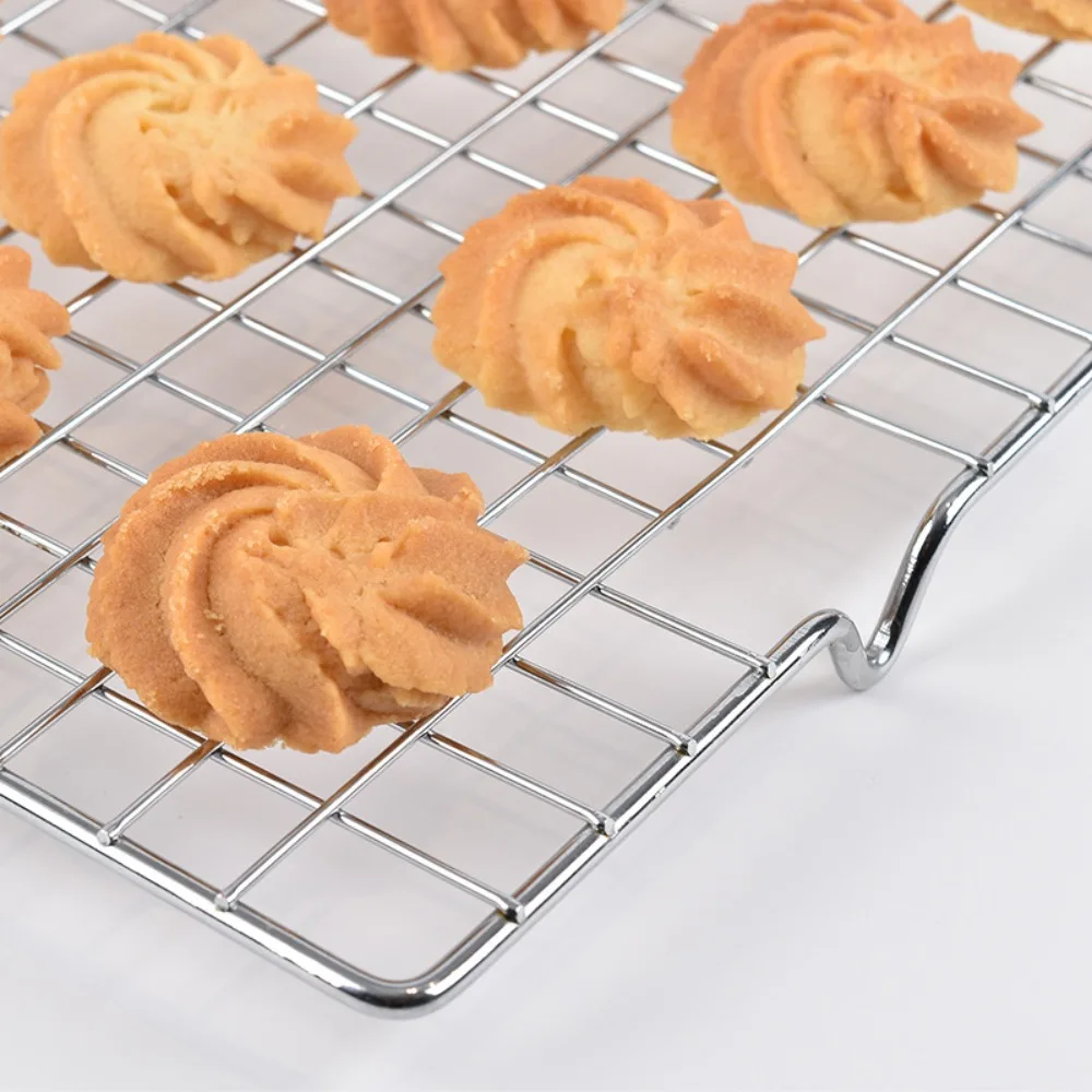 

Rectangular Baking Cooling Rack Grid Design High Feet Food Drying Rack Heat Resistant Silver BBQ Cooling Rack Biscuits