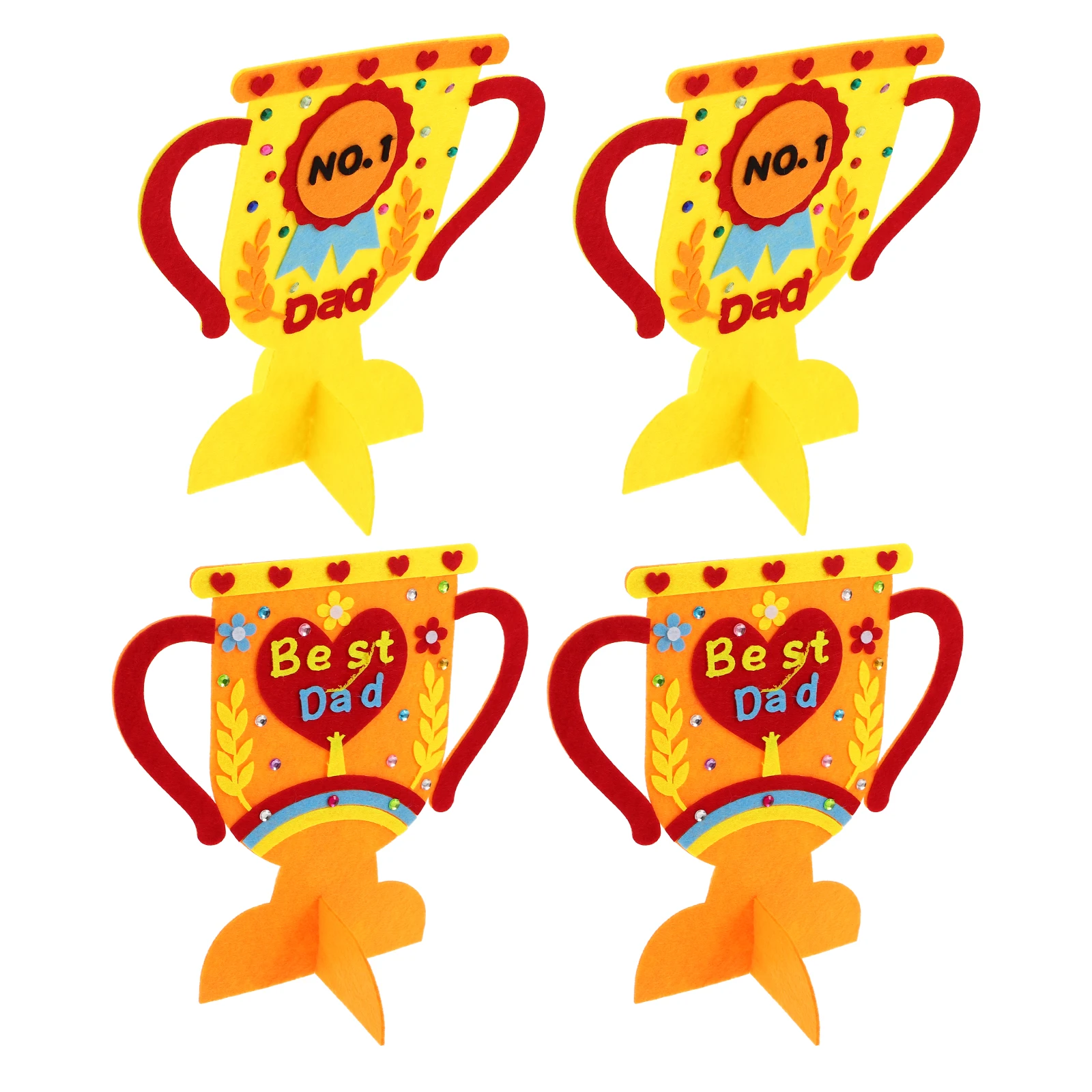 

4pcs Material Kit Kids Craft Projects Dad Birthday Funny Birthday Cards For Men Non-woven Boys Father Day Award Puzzle