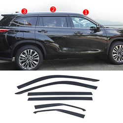 FIT For Toyota Highlander 2020 2021 2022 ABS black Window Visor Vent Shades Sun Rain Guard 6PCS