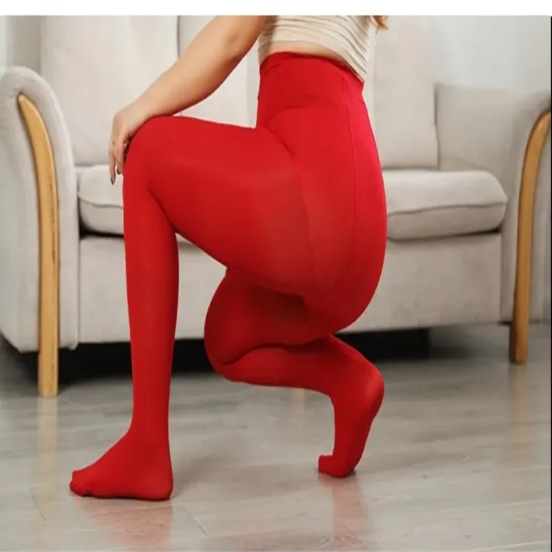 

2023 Plus Size Velvet Red Women Leggings Scarlet Silk Stockings Large Pantyhose Spring And Autumn 120d Benmingnian Thin Section