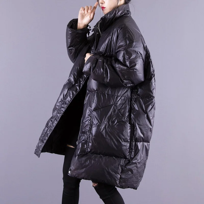 2023 Winter Down Cotton Jackets Women Clothes Long Parkas Large Size Loose Hooded Warm Winter Coats Female Black Overcoats fp458