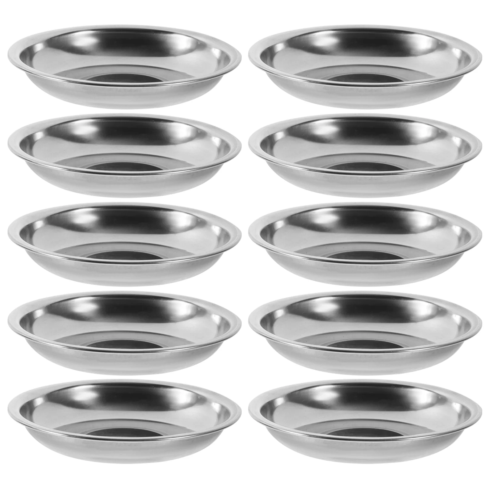 10 Pcs Mini Individual Saucers Bowl Disc Set Mustard Stainless Steel Dessert Dishes