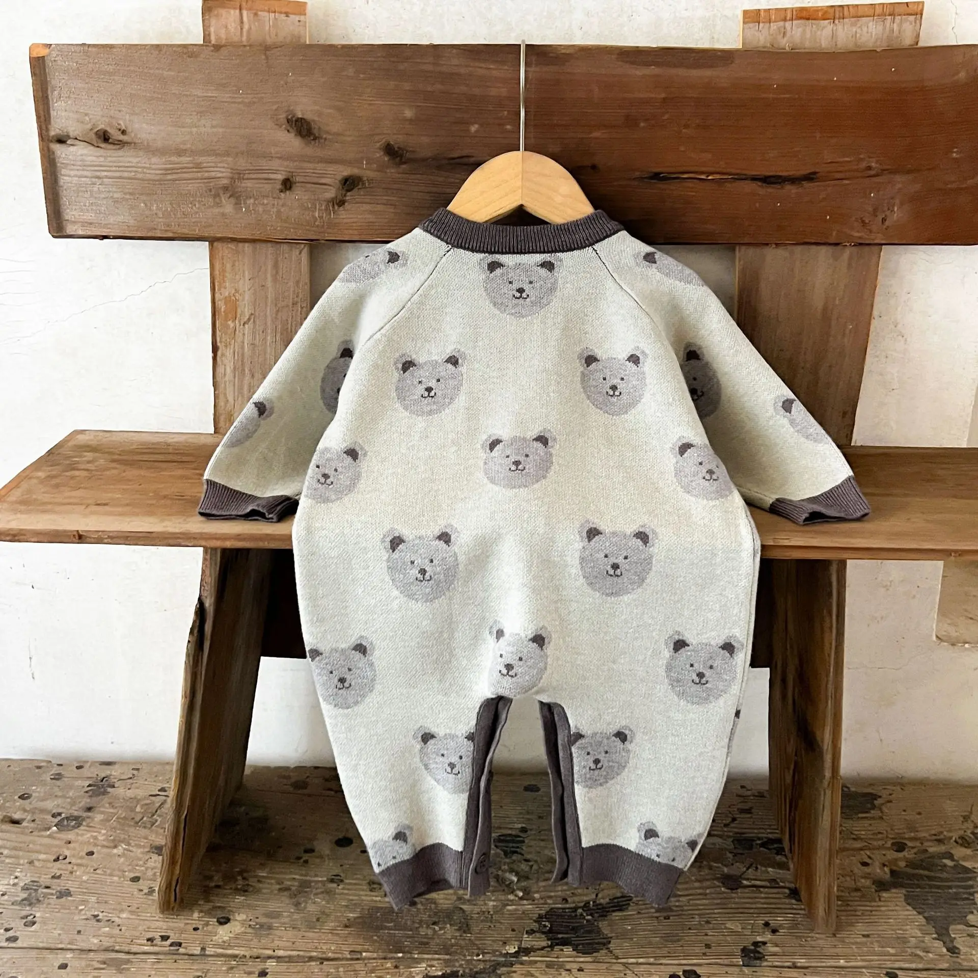 2026 New Spring Fall Baby Bear Print Romper | Long Sleeve Crawler Onesie | Korean Newborn Going Out Outfit
