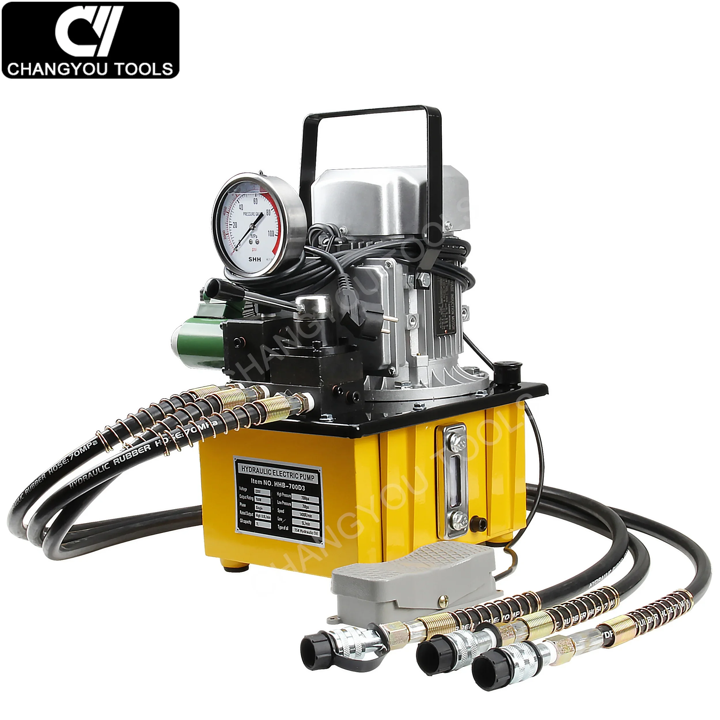 HHB-700D3 700 Bar High Pressure oil Pump Power Pack hydraulic electric pump three way acting