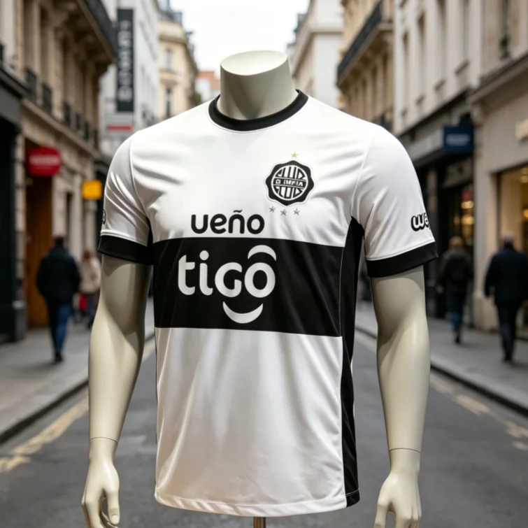 Camisa de Futebol 2026 Club Olimpia (Local e Visitante) com Estampa 3D para Família e Crianças, Respirável, de Secagem Rápida, Camiseta de Manga Curta para Corrida e Praia