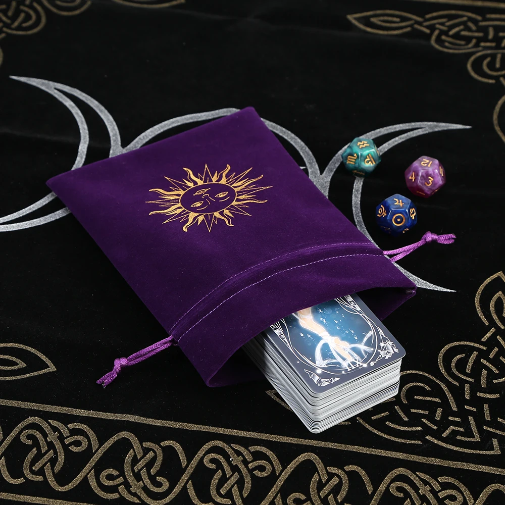 Butterfly Tarots Tablecloth Board Game Playing Card Bag Runes Constellation Witch Divination Drawstring Velvet Tarot Storage Bag