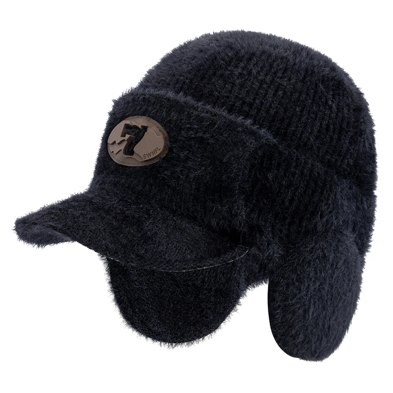 New Unisex Winter Dandy Hats Fur Hat With Earflap Casual Beanie Hats For Men Women Outdoor Keep Ear Warm Knitted Hat