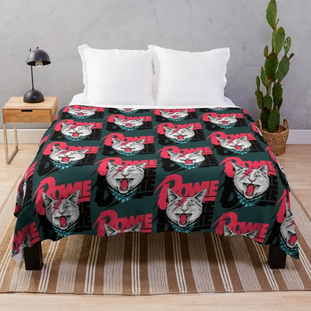 David Bowie Cat Throw Blanket Bed linens Personalized Gift Stuffeds heavy to sleep Blankets