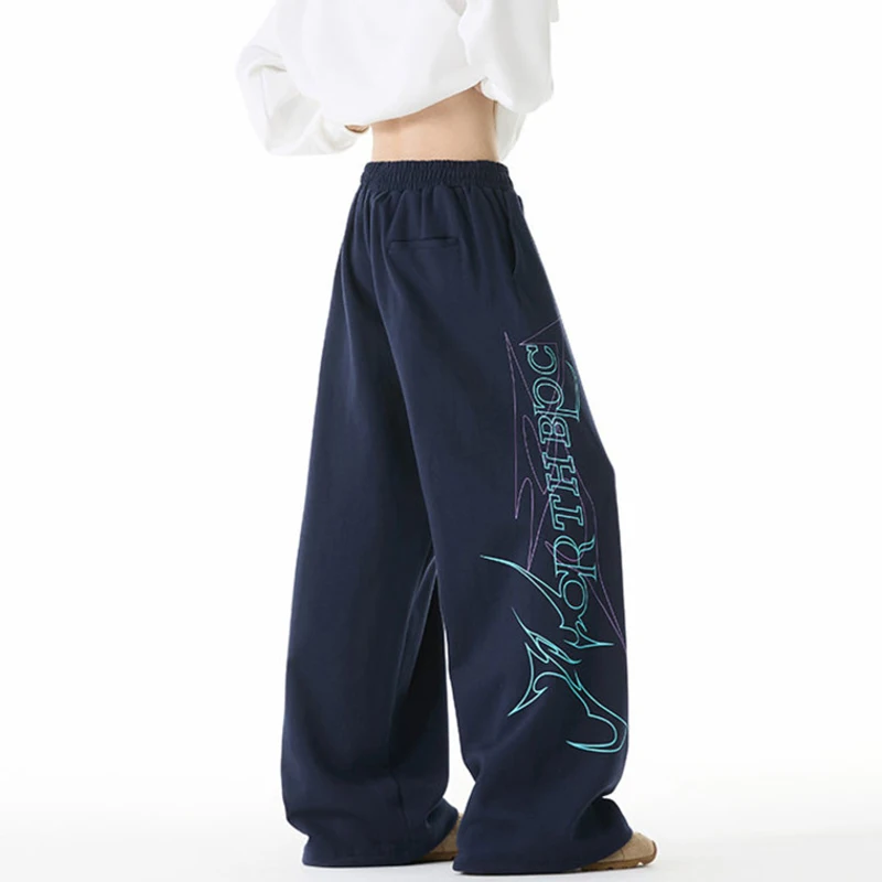 LUZHEN التطريز إلكتروني نمط فضفاض مستقيم الرياضة Sweatpants الرجال 2025 جديد جودة عالية مرونة الخصر سراويل تقليدية JY4437