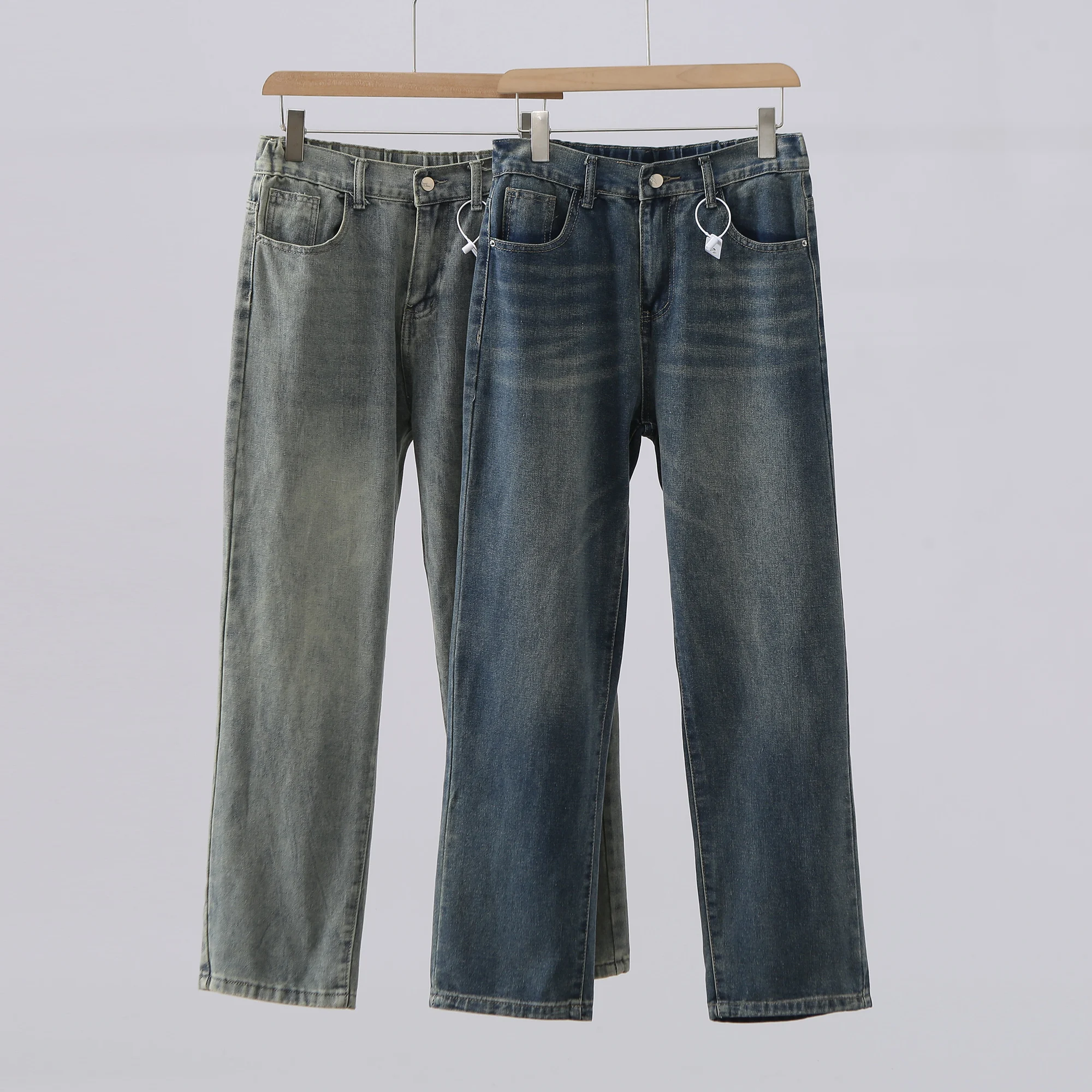 

Тяжелые мужские весенние новые свободные прямые джинсы в стиле ретро, узкие широкие брюки, длинные брюки, модные современные брюки