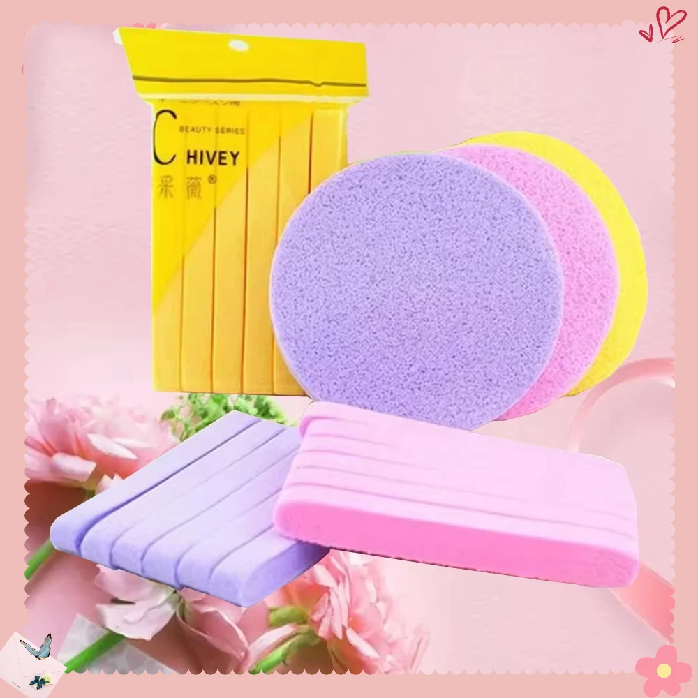 Compressed cleansing sponge with 4 colors, circular cleansing sponge suitable for women to compress and exfoliate