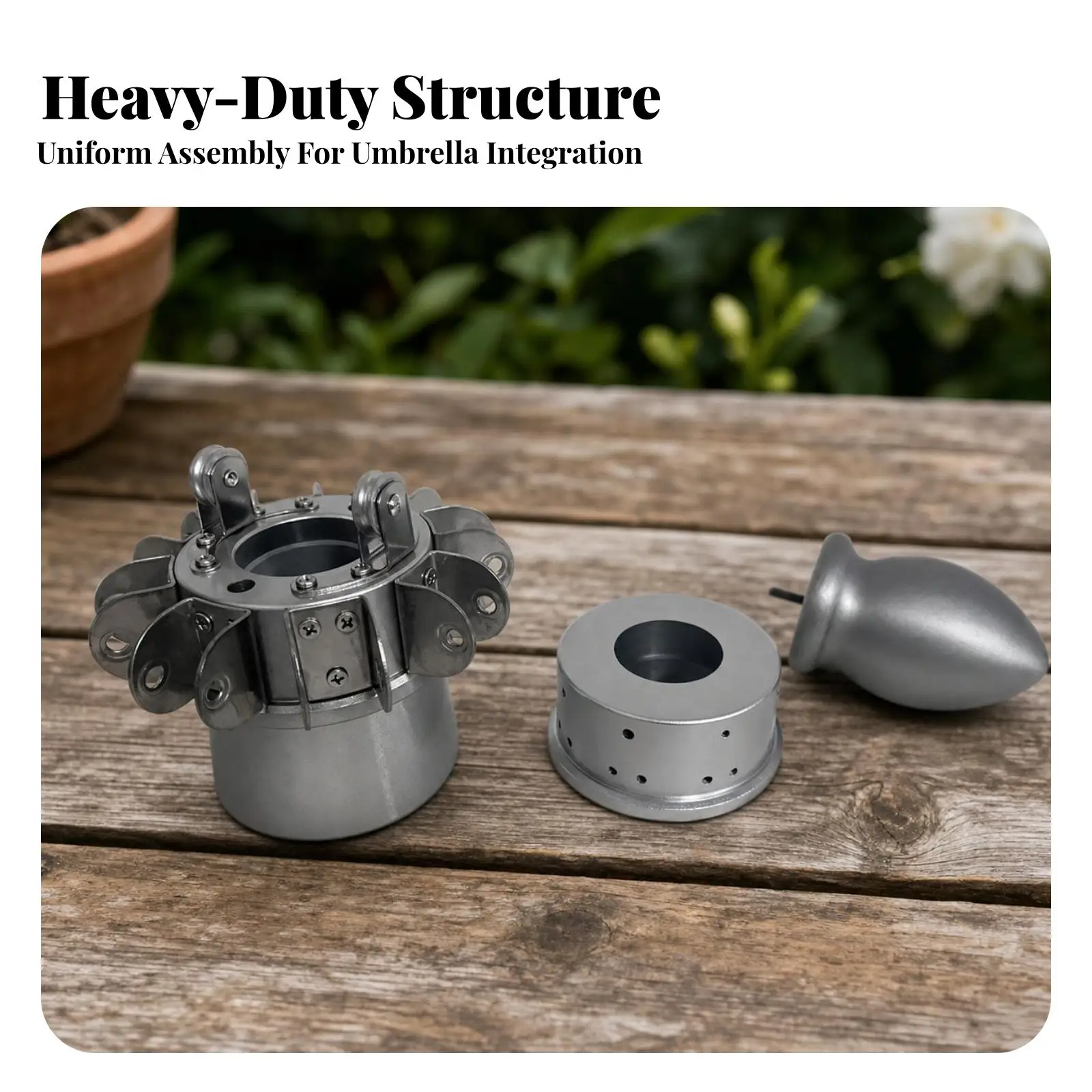 Umbrella Frame Connector Cast Aluminum Parasol Hub Piece with Pre-drilled Holes for Patio Shade Structure Repair Kit