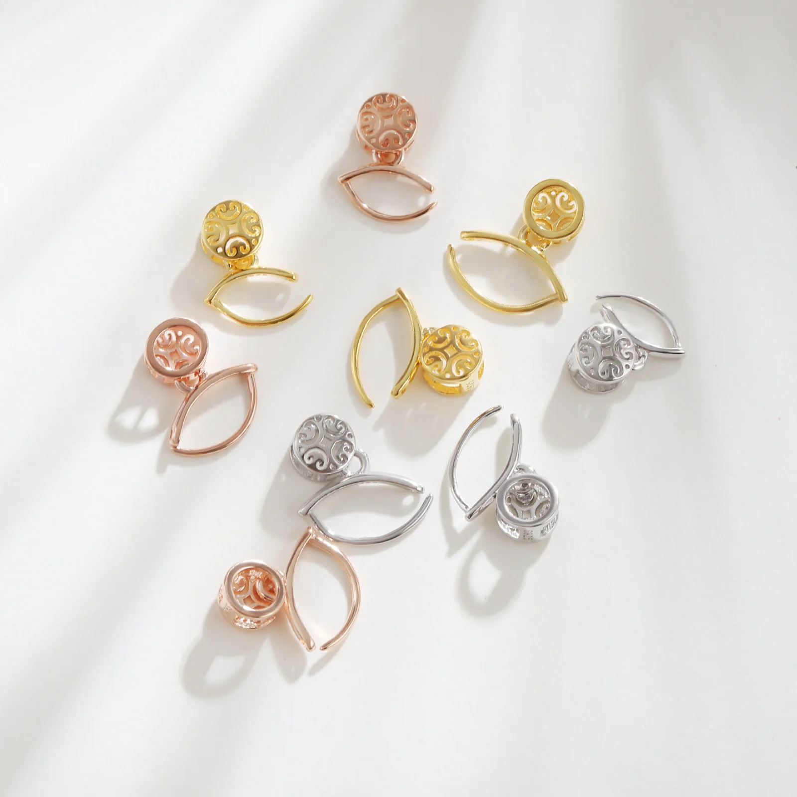 925 Sterling Silver Pendant Blank Base Bull Nose Buckle Fit Amber Honey Wax Jade DIY Necklace Jewelry Making Accessory